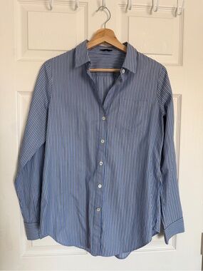 Women’s Blue Stripe Button-Up Shirt